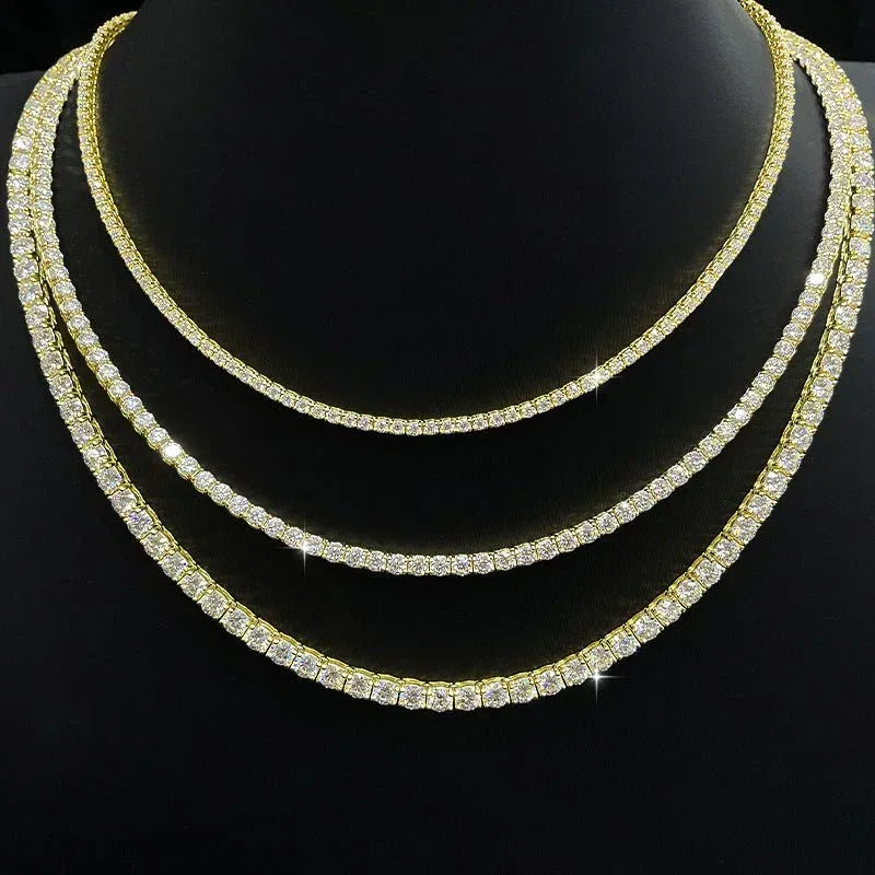 Moissanite Tennis Chain Necklace – S925 Sterling Silver Iced-Out Tennis Necklace for Men & Women - CaratixJewelry